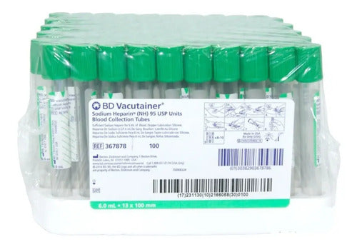 367886 TUBO VACT. VERDE C/HEP.LITIO 6ML C/100 Vacutainer